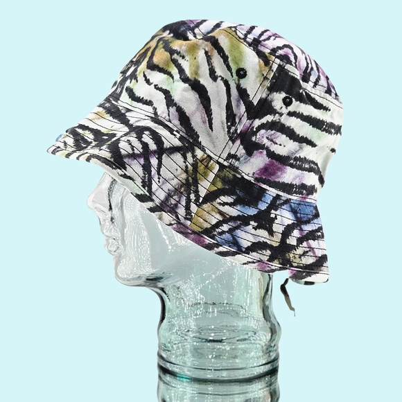 All Saints Bucket Hat Purple Tiger Print Tie Dye Cotton Streetwear Outdoor main image 4